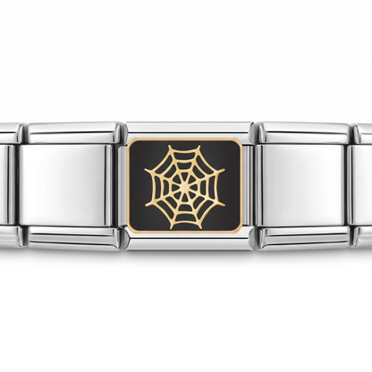 Charm Telaraña (Dorada) en pulsera italiana de eslabones
