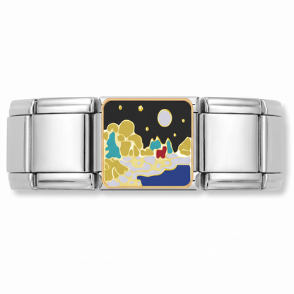 Charm Noche estrellada sobre el Ródano en pulsera italiana de eslabones