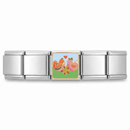 Charm Gallitos Enamorad en pulsera italiana de eslabones