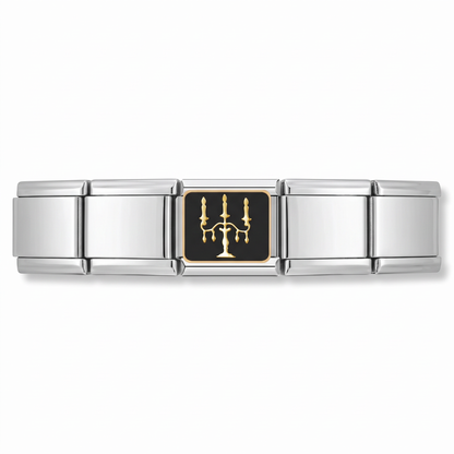 Charm Candelabro Encantado en pulsera italiana de eslabones