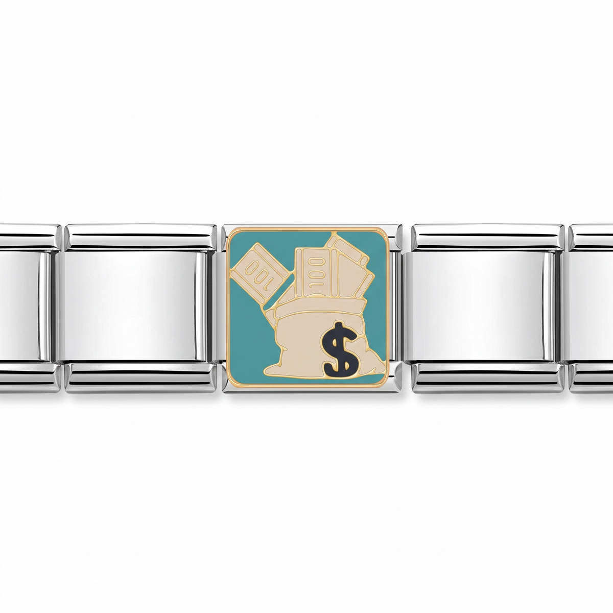Charm Dinero (Fajo) en pulsera italiana de eslabones