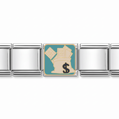 Charm Dinero (Fajo) en pulsera italiana de eslabones