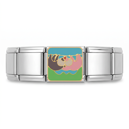 Charm Perezosos Enamorados en pulsera italiana de eslabones