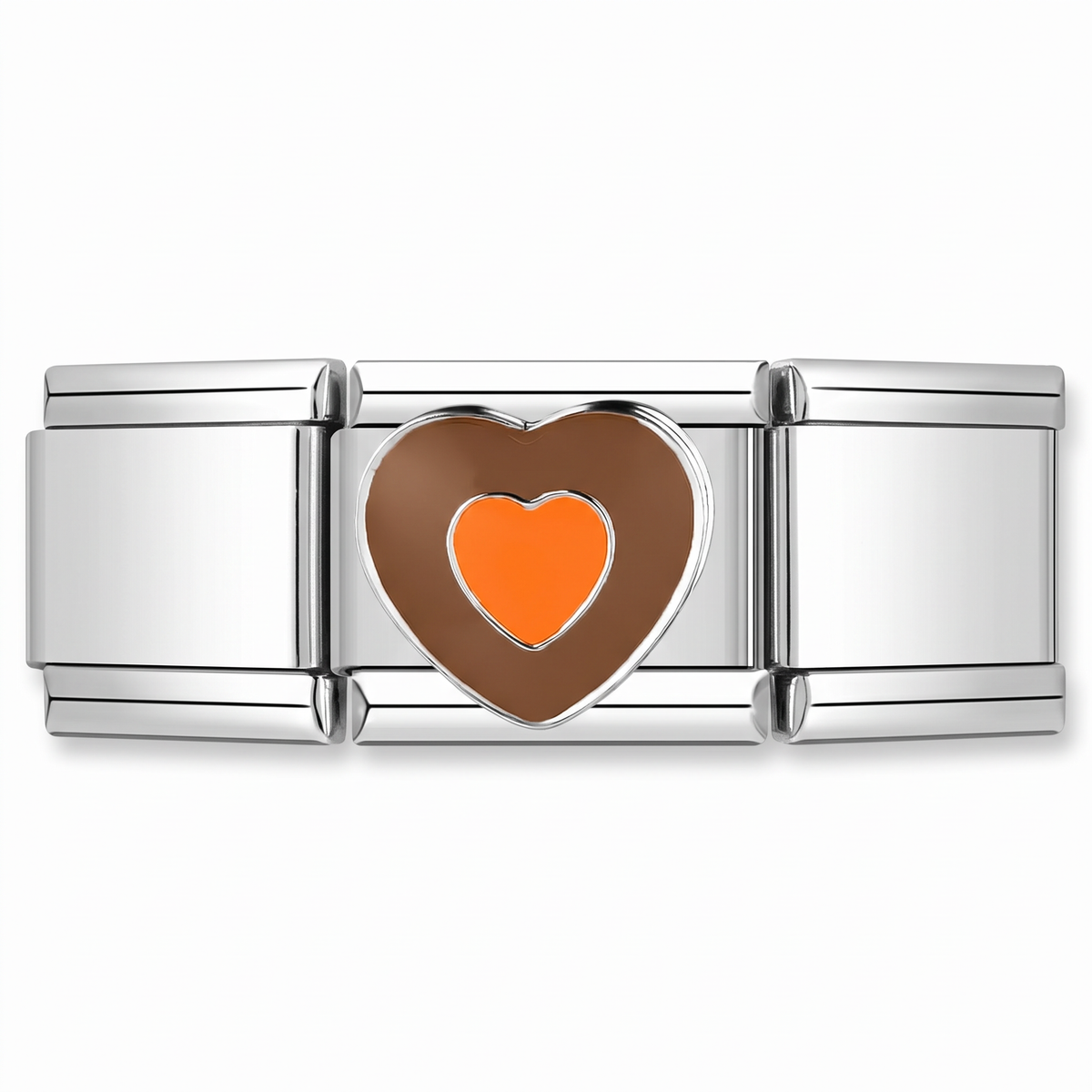 Charm Corazón Café en pulsera italiana de eslabones