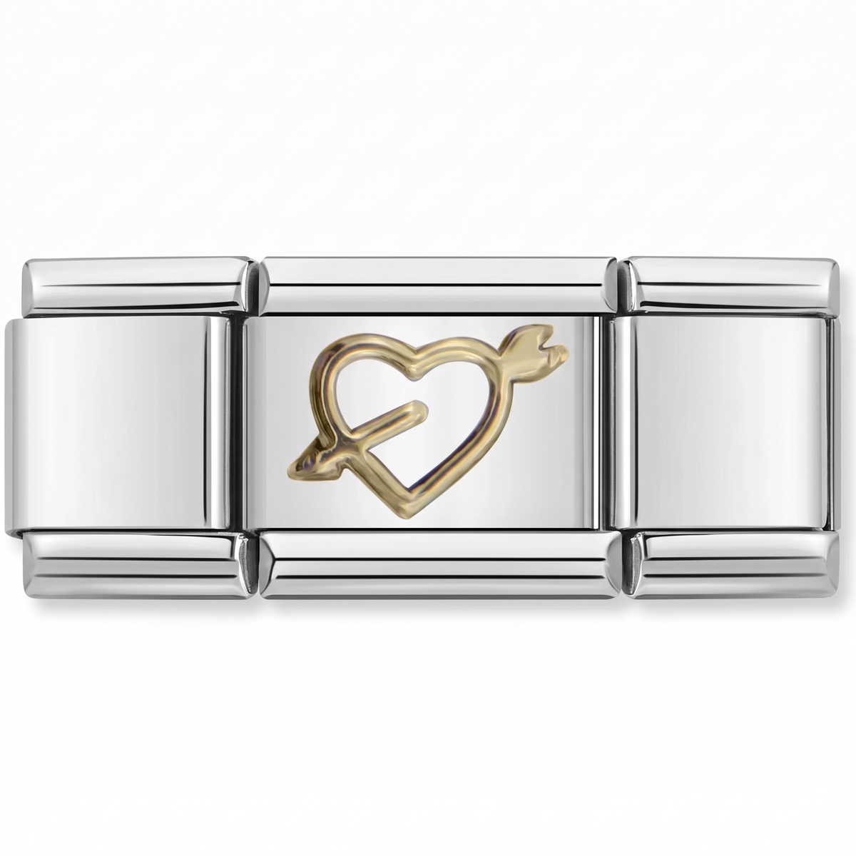 Charm Corazón Flechado en pulsera italiana de eslabones