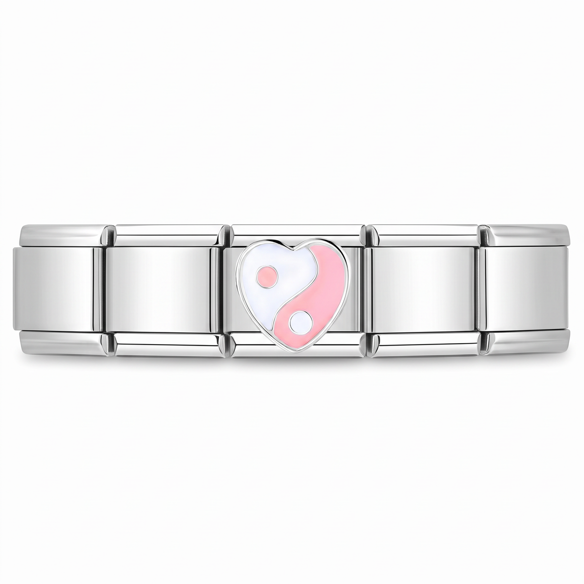 Charm Corazón Ying Yang en pulsera italiana de eslabones