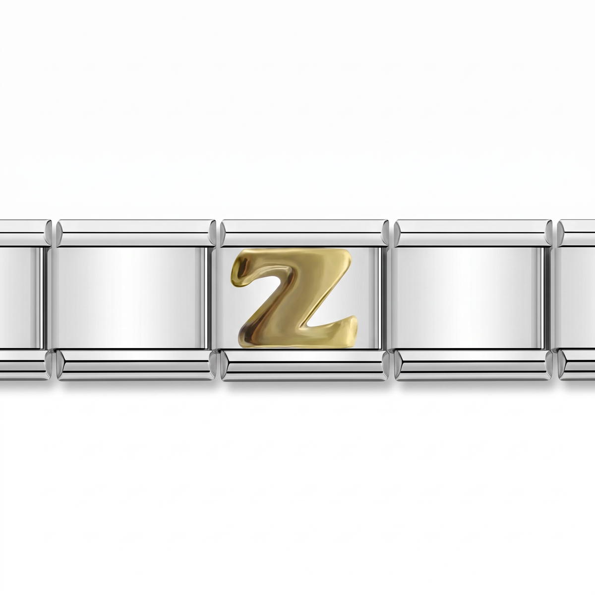 Charm Letra Z (Plateado) en pulsera italiana de eslabones