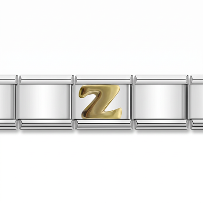 Charm Letra Z (Plateado) en pulsera italiana de eslabones