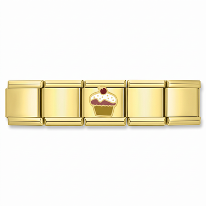 Charm Cup Cake (Café) en pulsera italiana de eslabones
