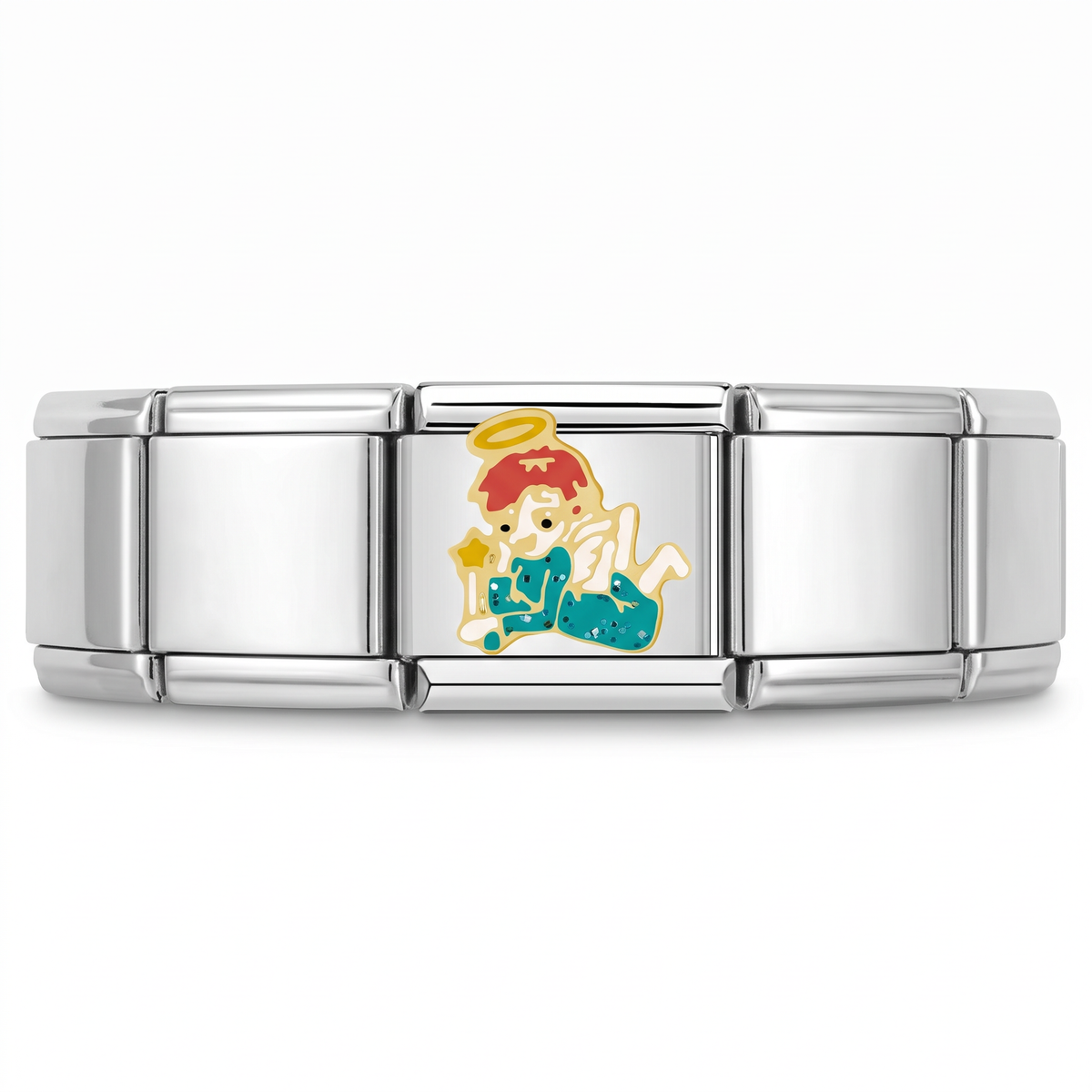Charm Angel (Colores) en pulsera italiana de eslabones