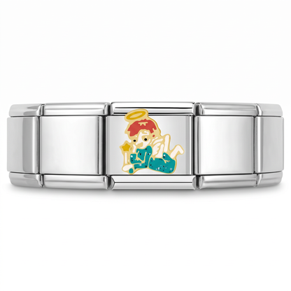 Charm Angel (Colores) en pulsera italiana de eslabones