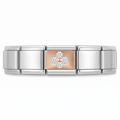 Charm Flor (Blanca) en pulsera italiana de eslabones