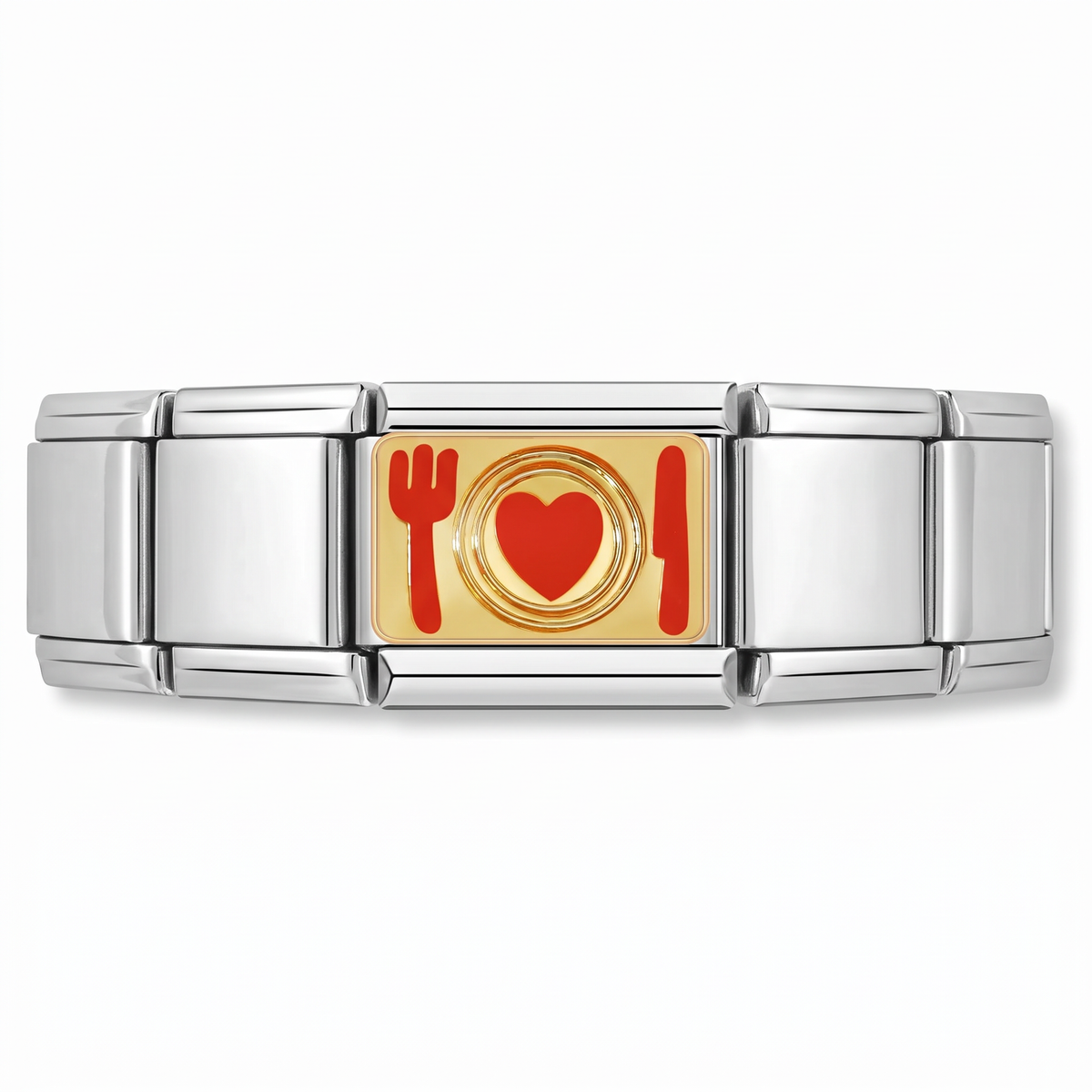 Charm Foodie Love en pulsera italiana de eslabones
