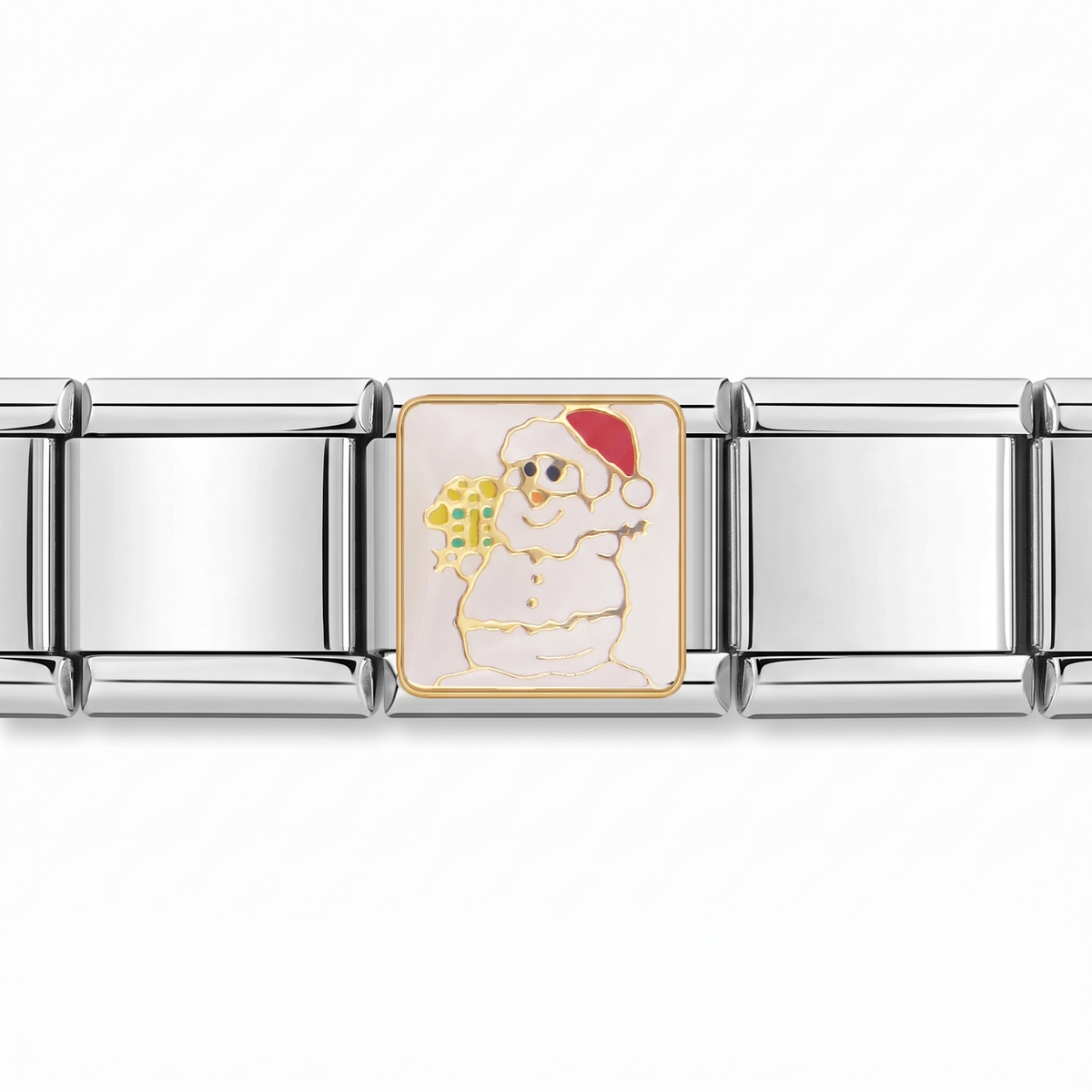 Charm Santa Claus (Blanco) en pulsera italiana de eslabones