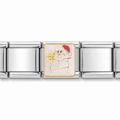 Charm Santa Claus (Blanco) en pulsera italiana de eslabones