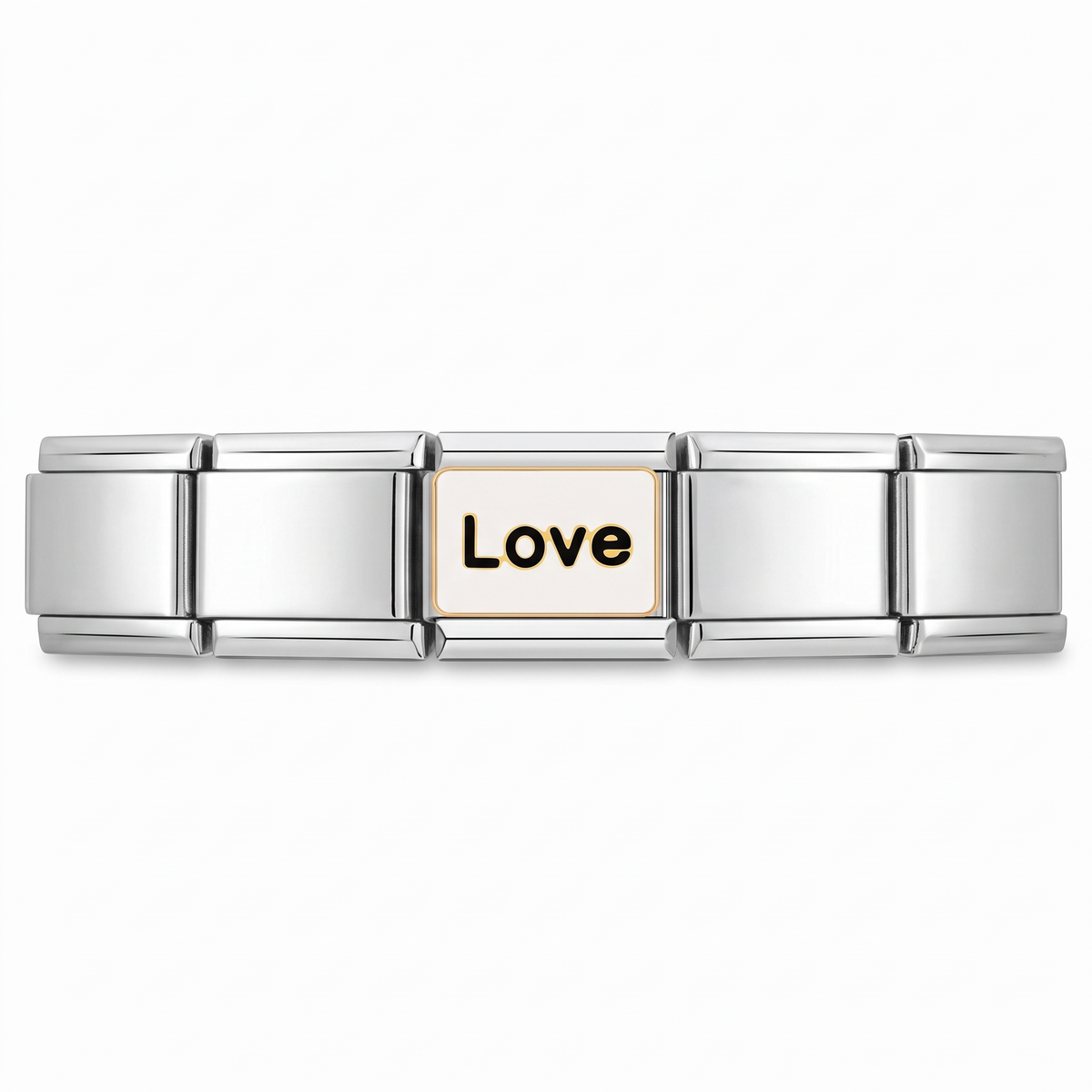 Charm Love (Fondo Blanco) en pulsera italiana de eslabones