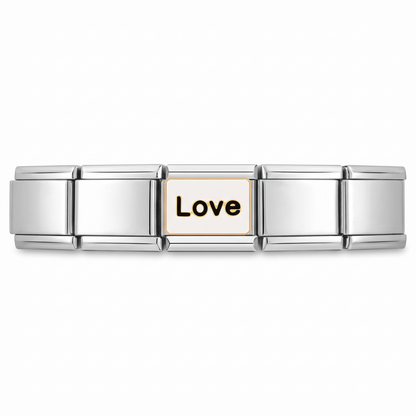 Charm Love (Fondo Blanco) en pulsera italiana de eslabones