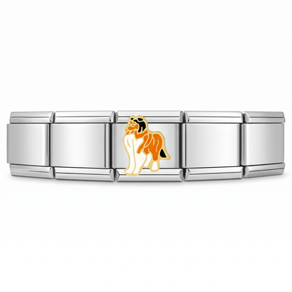 Charm Perro (San Bernardo) en pulsera italiana de eslabones