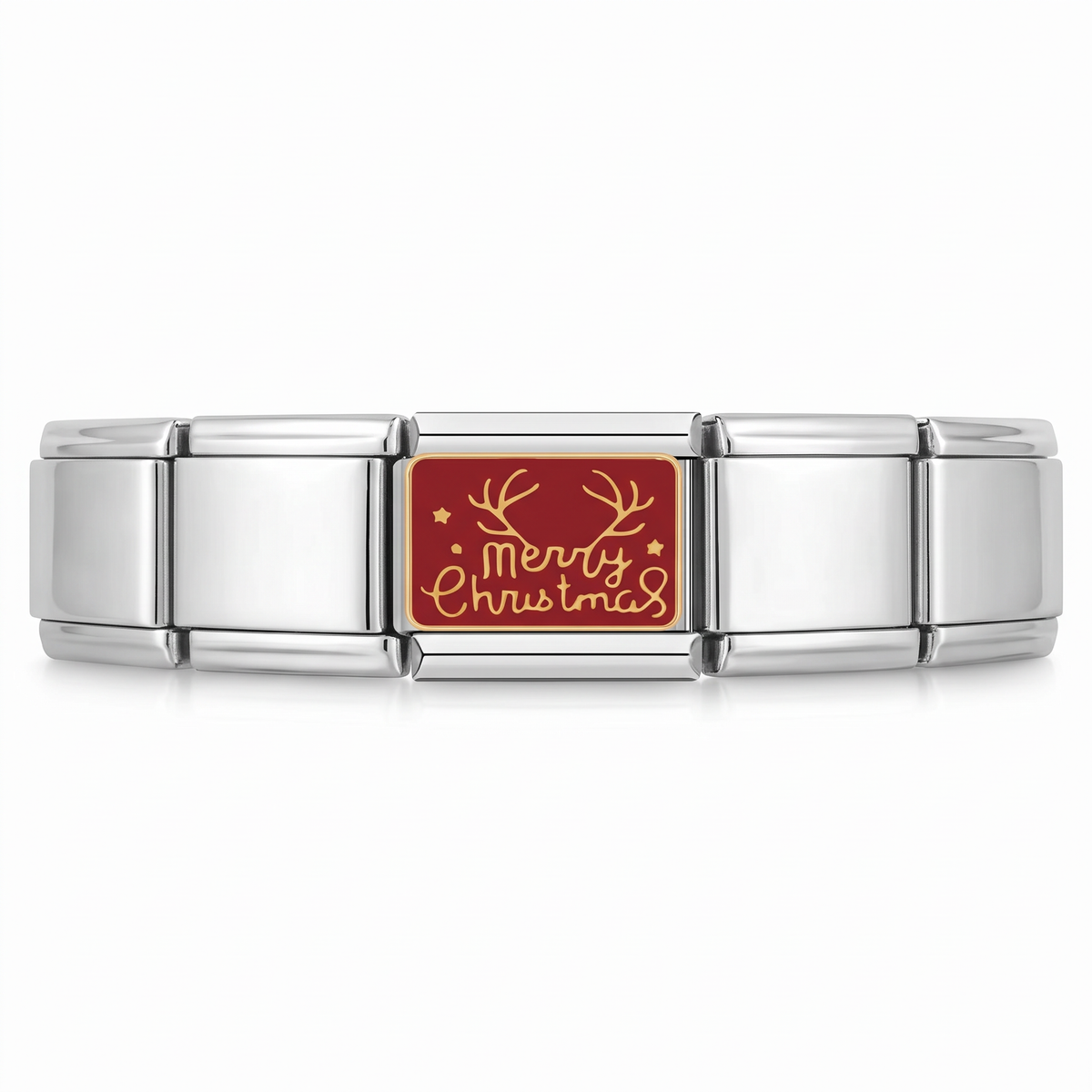 Charm Navidad (Rojo) en pulsera italiana de eslabones