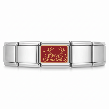 Charm Navidad (Rojo) en pulsera italiana de eslabones