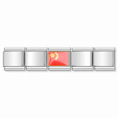 Charm Bandera de China en pulsera italiana de eslabones