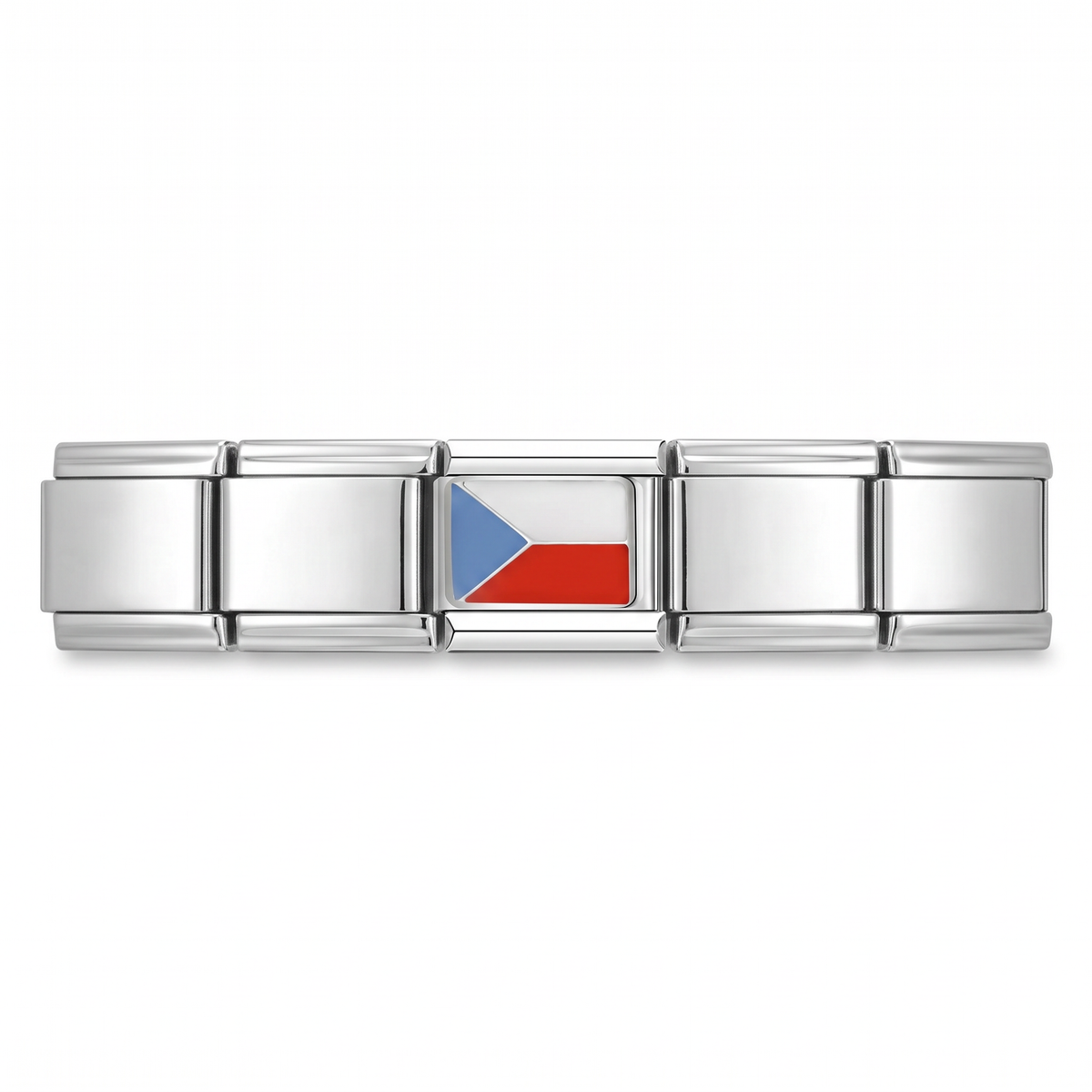 Charm Bandera de República Checa en pulsera italiana de eslabones