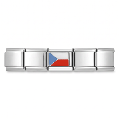 Charm Bandera de República Checa en pulsera italiana de eslabones