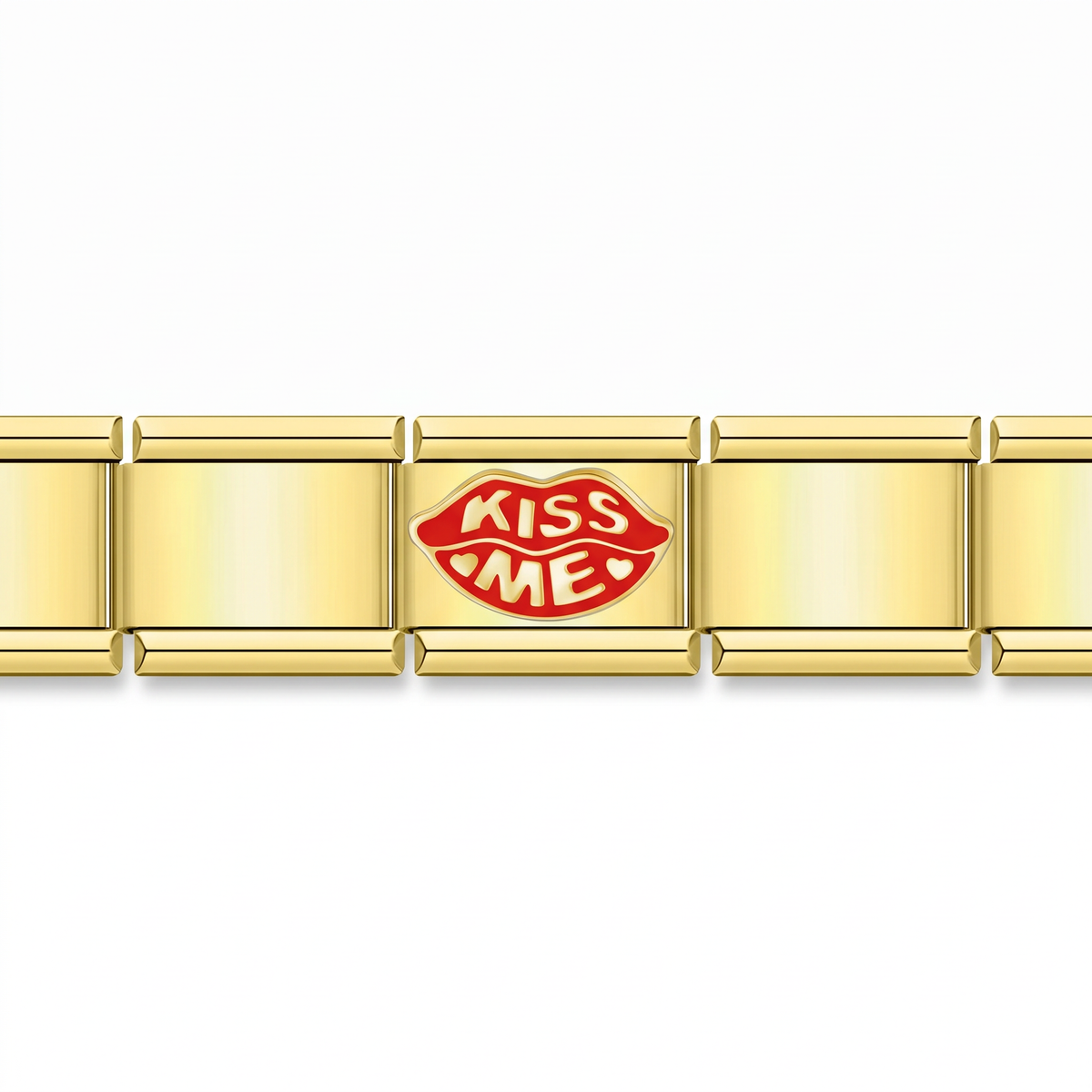 Charm Kiss me en pulsera italiana de eslabones