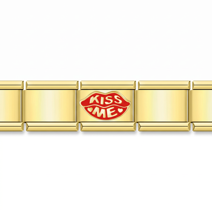 Charm Kiss me en pulsera italiana de eslabones