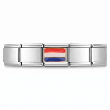 Charm Bandera de los Países Bajos en pulsera italiana de eslabones