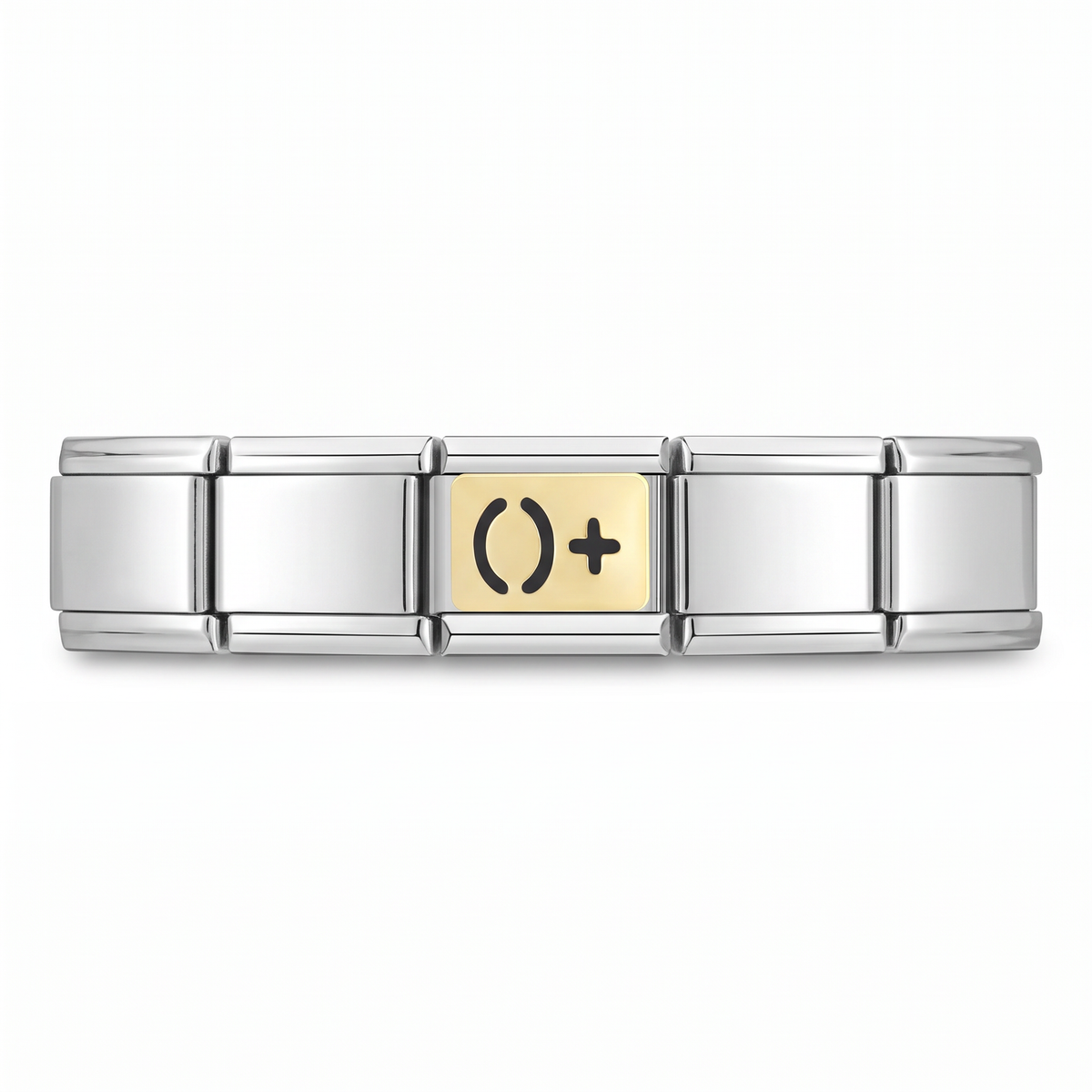 Charm O+ en pulsera italiana de eslabones