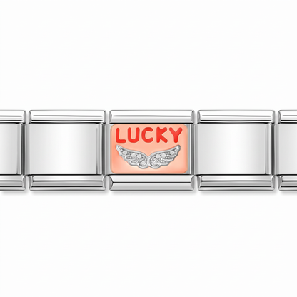 Charm Suerte en pulsera italiana de eslabones