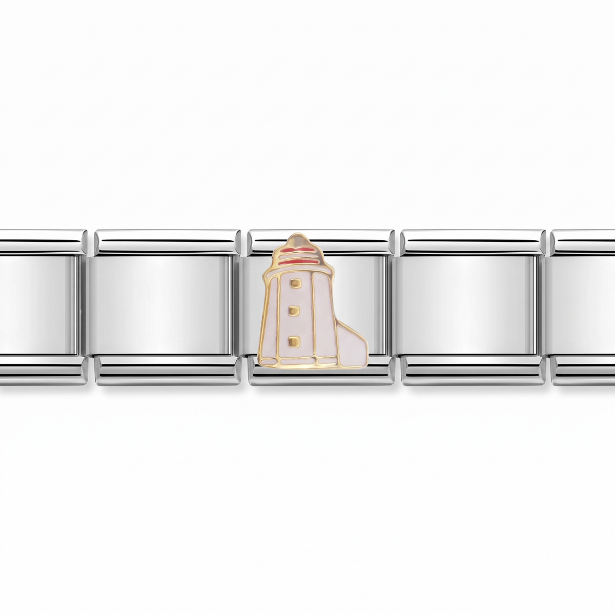 Charm Faro (Plateado) en pulsera italiana de eslabones