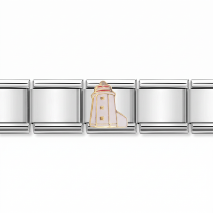 Charm Faro (Plateado) en pulsera italiana de eslabones