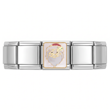 Charm Santa Claus (Cara) en pulsera italiana de eslabones