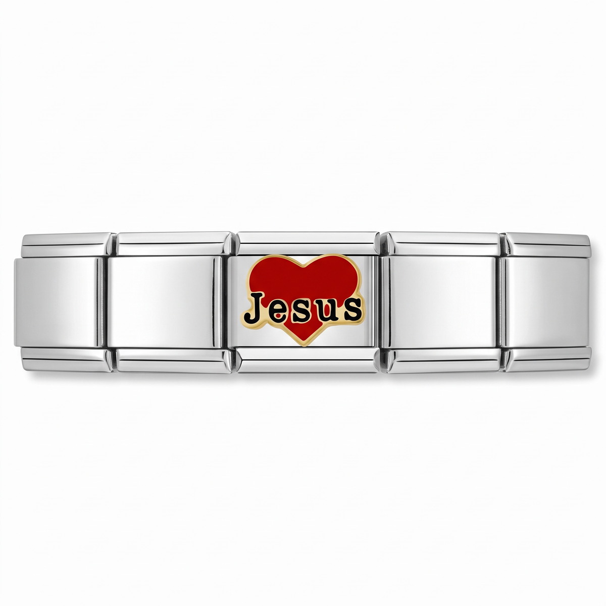 Charm Jesus (Plateado) en pulsera italiana de eslabones