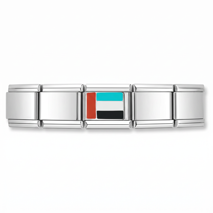 Charm Bandera de Emiratos Árabes Unidos en pulsera italiana de eslabones