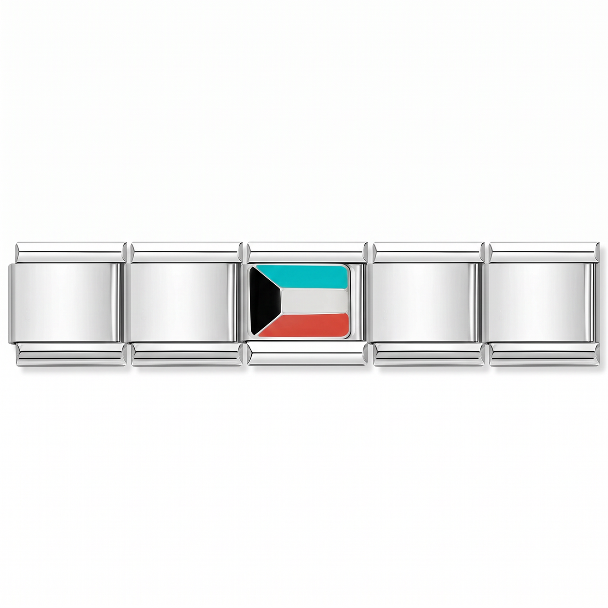 Charm Bandera de Kuwait en pulsera italiana de eslabones