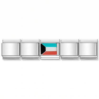 Charm Bandera de Kuwait en pulsera italiana de eslabones