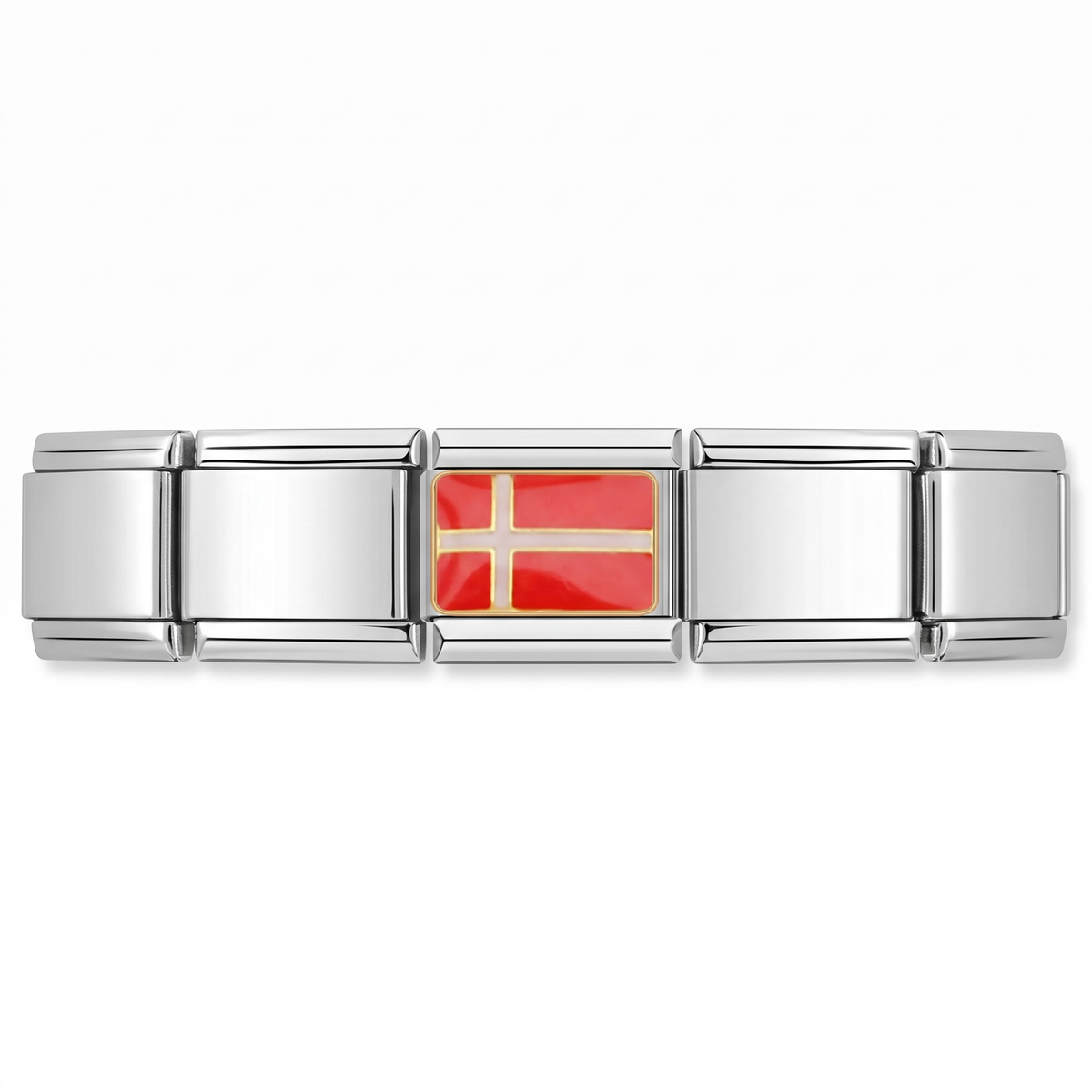 Charm Bandera de Dinamarca en pulsera italiana de eslabones