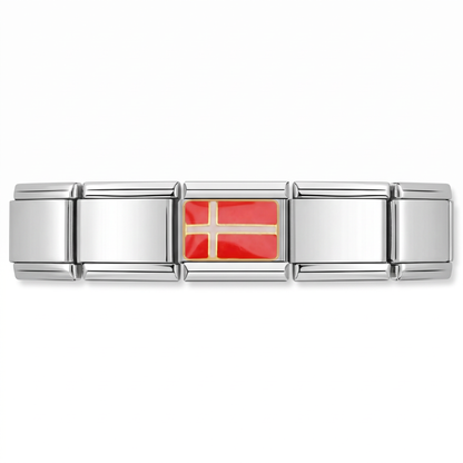 Charm Bandera de Dinamarca en pulsera italiana de eslabones