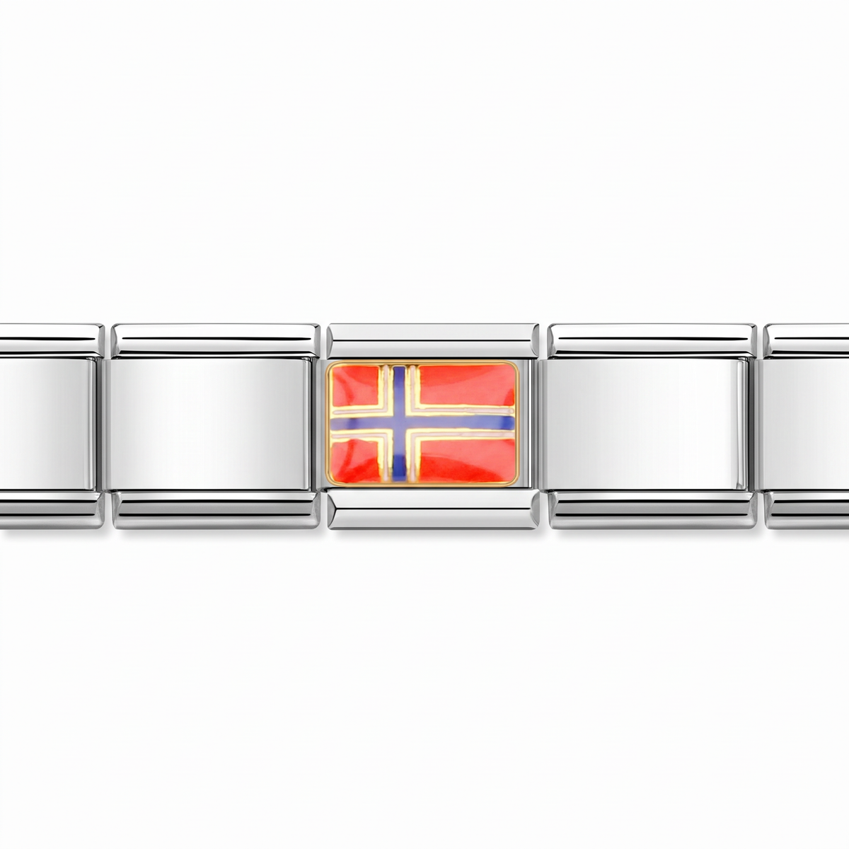 Charm Bandera de Noruega en pulsera italiana de eslabones