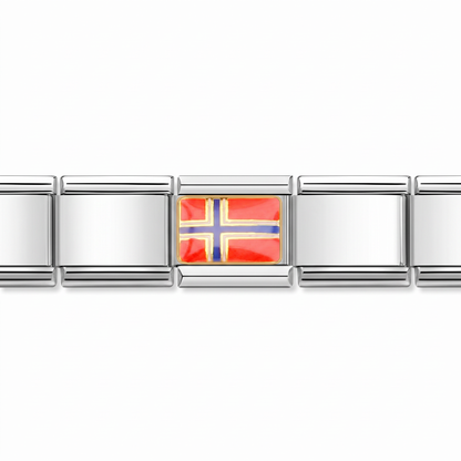 Charm Bandera de Noruega en pulsera italiana de eslabones