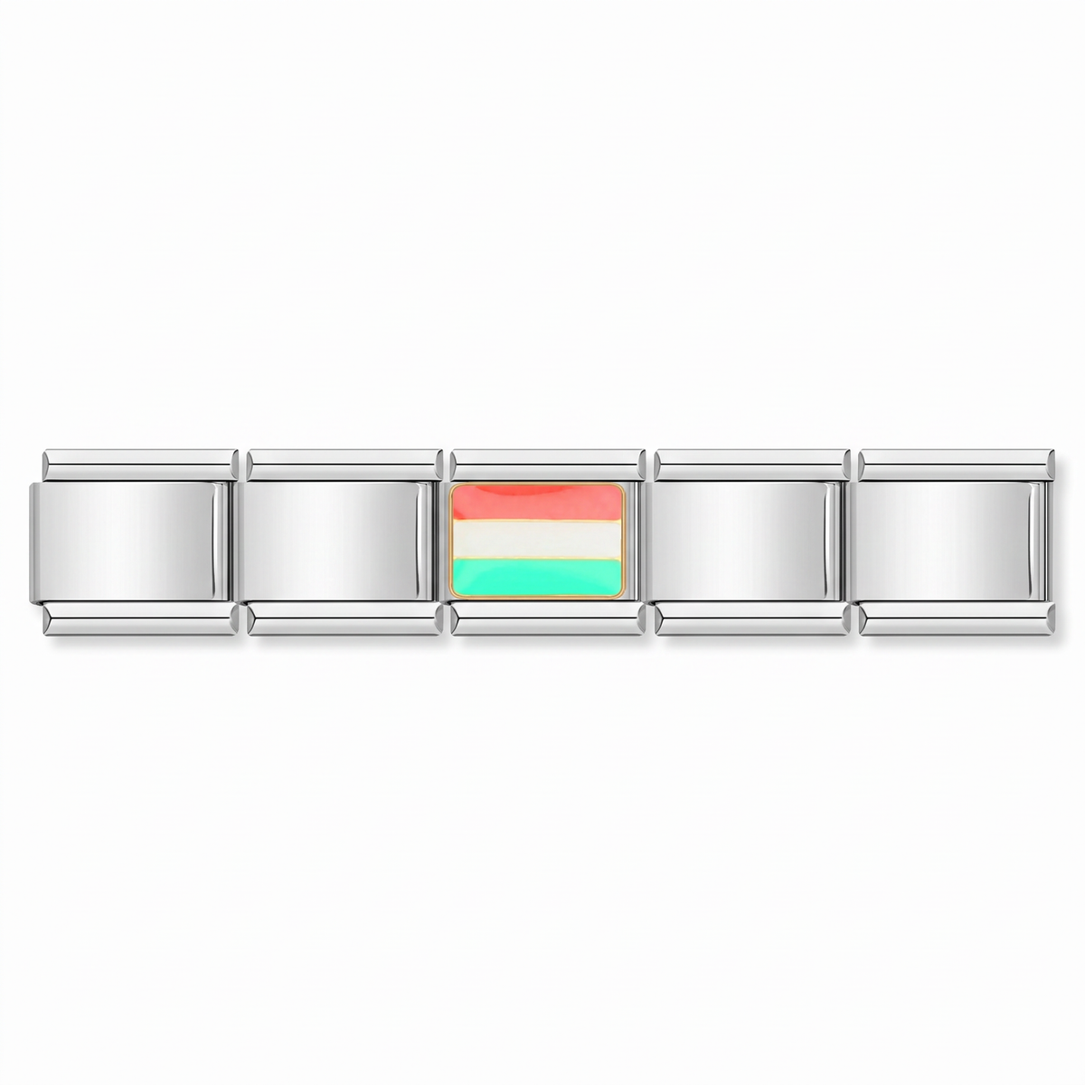 Charm Bandera de Hungría en pulsera italiana de eslabones