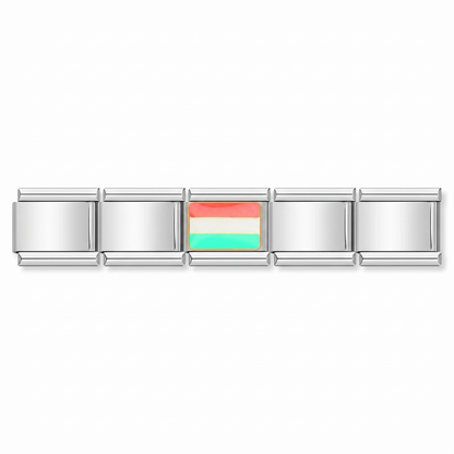 Charm Bandera de Hungría en pulsera italiana de eslabones