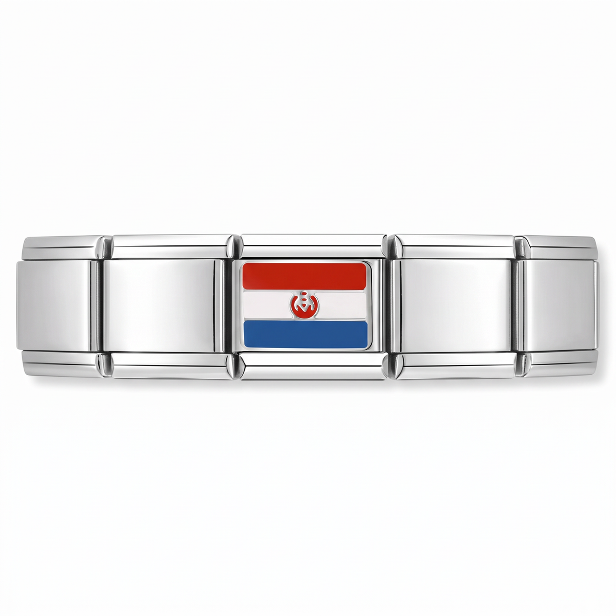Charm Bandera de Paraguay en pulsera italiana de eslabones