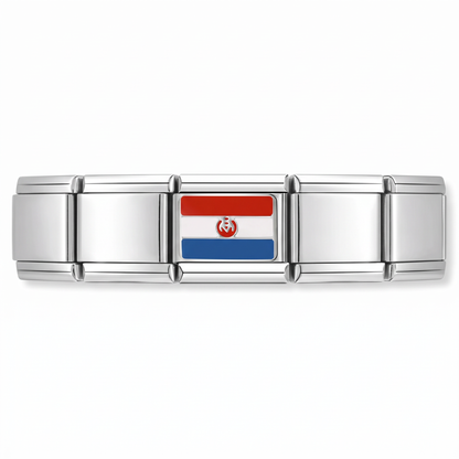 Charm Bandera de Paraguay en pulsera italiana de eslabones