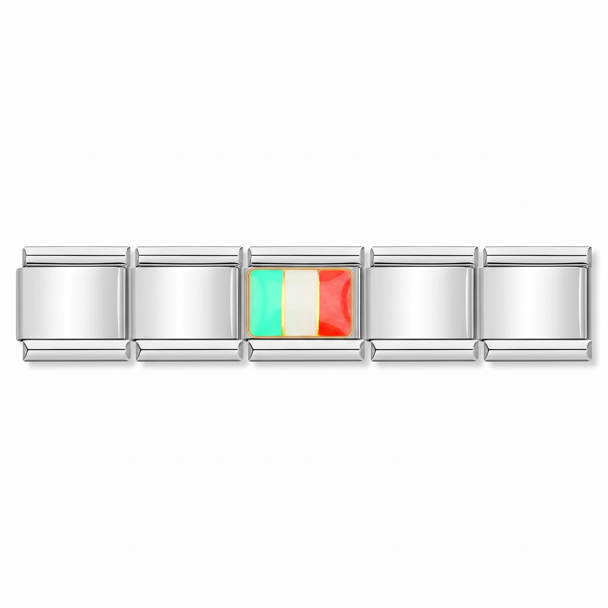 Charm Bandera de Italia en pulsera italiana de eslabones