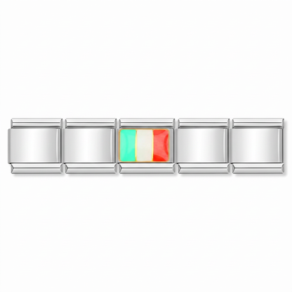 Charm Bandera de Italia en pulsera italiana de eslabones
