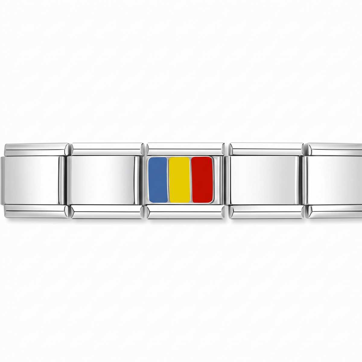 Charm Bandera de Rumania en pulsera italiana de eslabones